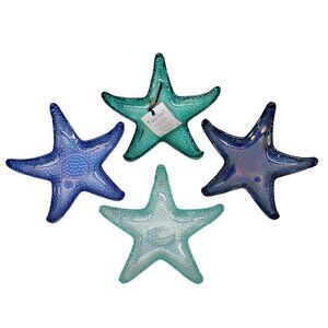 Akcam Starfish 4 Piece Blue Teal Dish Set Turkish Candy Nut Pebble Bottom